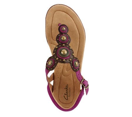 Clarks Artisan Poster Signet Leather Sandals w/ Stud Detail