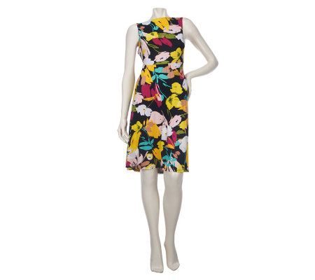 Kelly by Clinton Kelly V-neck Floral Print Knit Dress - A223895
