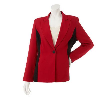 Susan Graver Chelsea Stretch Color Blocked Jacket with Button Front - A230495
