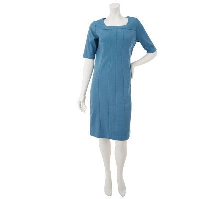 George Simonton Ponte Knit Dress with Seam Detail and Square Neckline - A230695