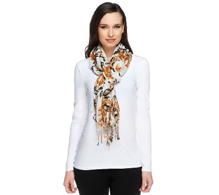 Isaac Mizrahi Live! Cottage Rose Print Scarf - A230895