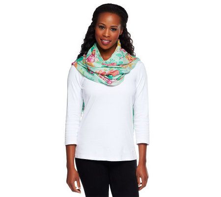 Isaac Mizrahi Live! Cottage Rose Print Scarf - A230895