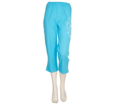 Quacker Factory Embroidered Pull-on Crop Jeans - A88895