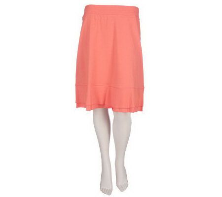 Sport Savvy Stretch Jersey Elastic Waist Knit Skirt w/ Flounce Hem - A200396