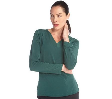 George Simonton Essential V-Neck Long Sleeve Top w/ Seam Detail - A203196