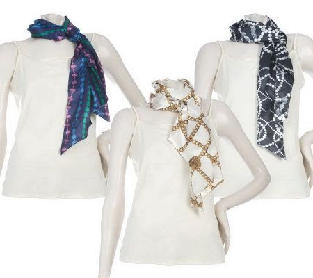 Dennis Basso Set of 3 Jewel Print Scarves - A211496
