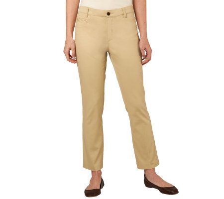 Isaac Mizrahi Live! Fly Front Straight Leg Stretch Pants - A216196