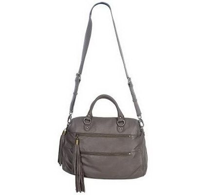 Luxe Rachel Zoe Lamb Leather Satchel with Tassel Details & ZipperPockets - A217296