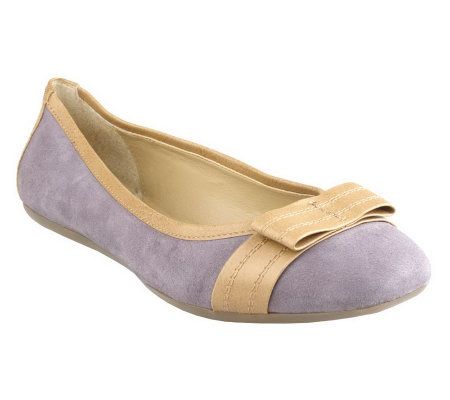 Isaac Mizrahi Live! Suede Ballerina Flats with Bow Detail - A217596
