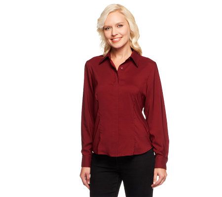 Linea by Louis DellOlio Long Sleeve Button Front Blouse - A219796