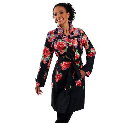 Isaac Mizrahi Live! Double Breasted Trench Coat with Belt - A220496