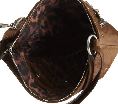 B. Makowsky Leather Convertible Shoulder Bag w/Fringe Tassel