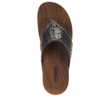 Orthaheel Aurora Orthotic Metallic Thong Sandals with Cut-Out Detail
