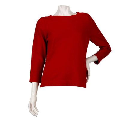 Linea by Louis DellOlio Whisper Knit 3/4 Sleeve Sweater - A221796