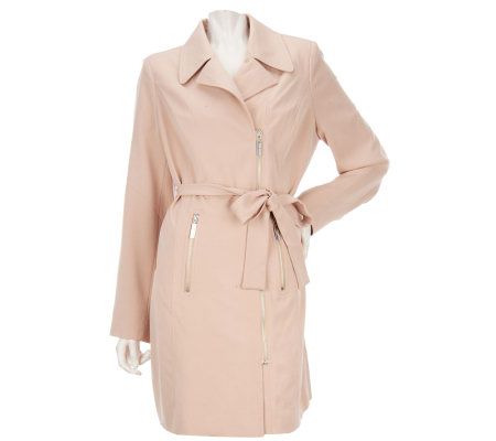 Kris Jenner Kollection Asymmetrical Zip Front Trench Coat - A222796