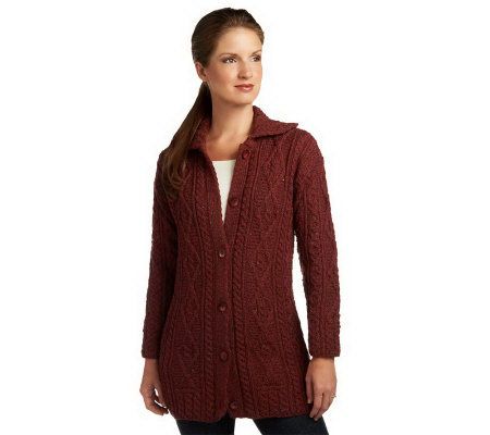 Kilronan Wool Tweed Cable Cardigan - A227796