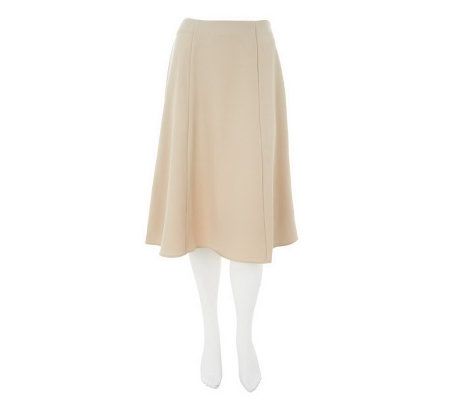 Susan Graver Stretch Crepe 6 Gored Skirt with Side Zip - A230496