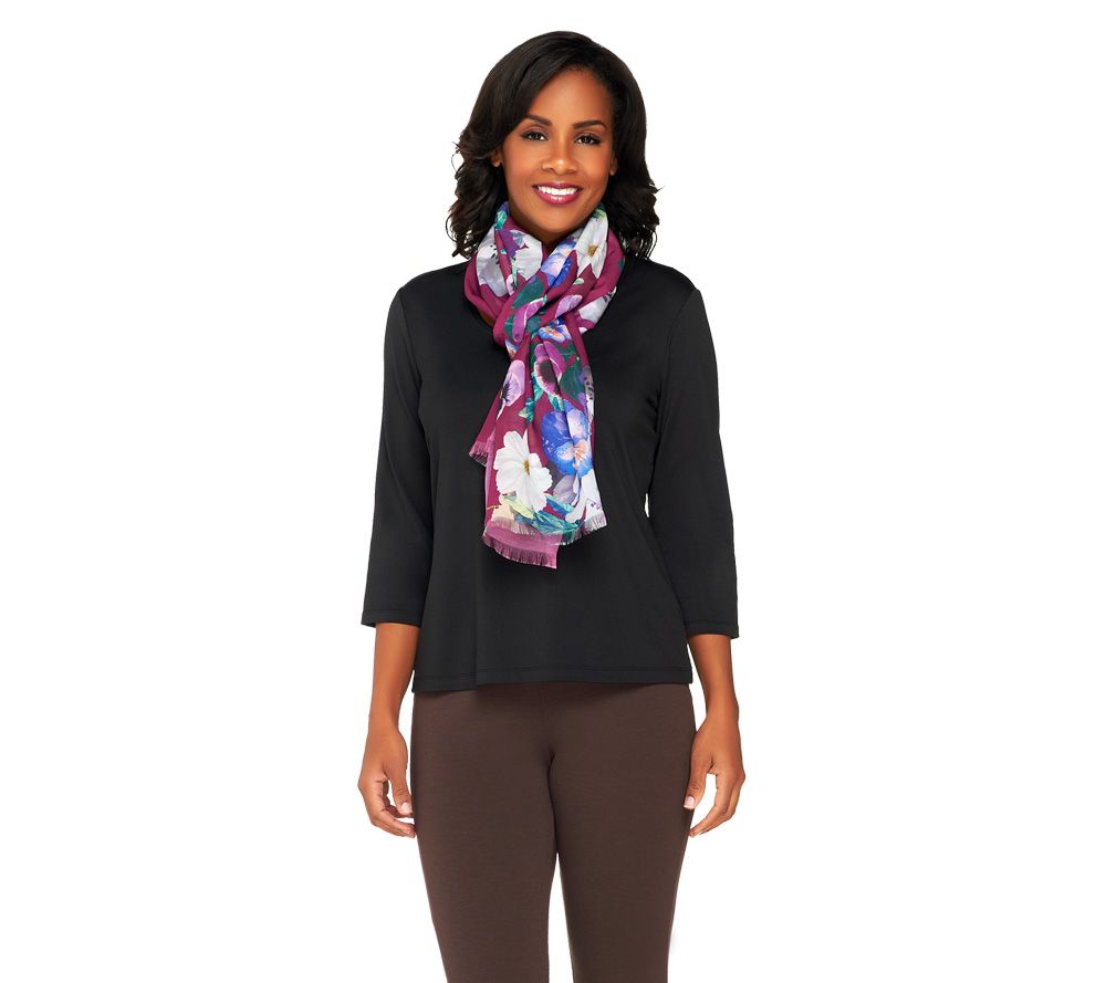 Isaac Mizrahi Live! Photo Reel Floral Print Oblong Scarf - A230896