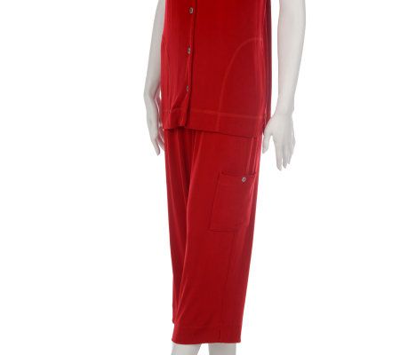 As Is Citiknits (R) Sleeveless Vest and Crop Pants