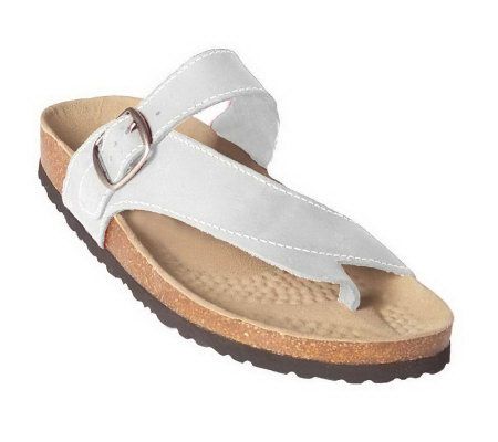 White Mountain Carly Leather Thong Sandals w/Ankle Strap - A18097