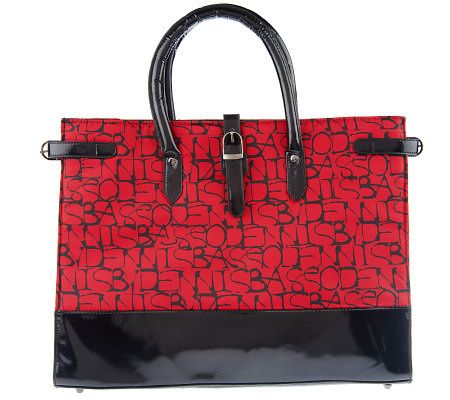 Dennis Basso Logo Print and Patent Tote Bag - A200697