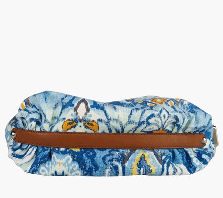 Tignanello Cotton Dual Pattern Printed Canvas Crescent Hobo