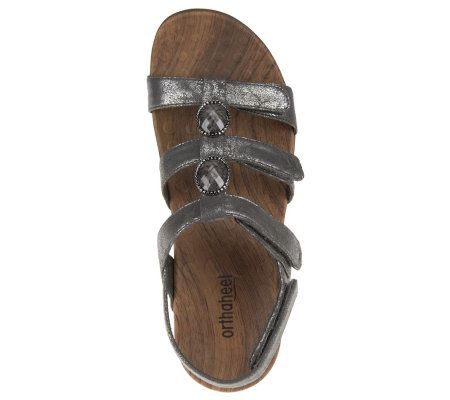 Orthaheel Yasmin Orthotic Metallic Sandals with Jewel Details