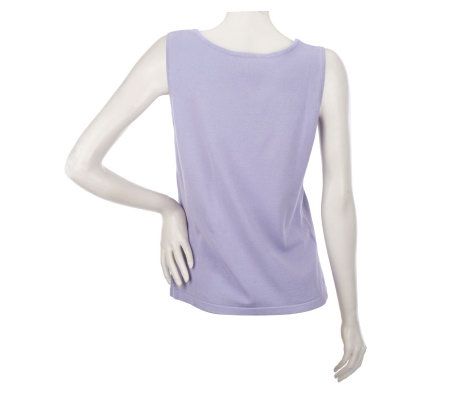 Linea by Louis DellOlio Whisper Knit Scoopneck Shell w/Rib Trim