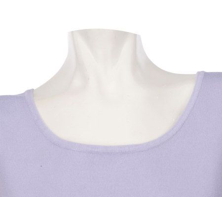 Linea by Louis DellOlio Whisper Knit Scoopneck Shell w/Rib Trim