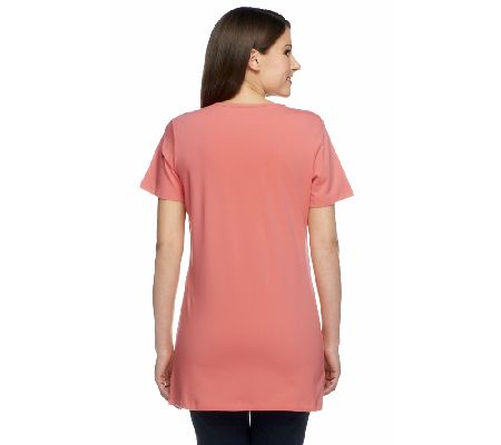 Denim & Co. Short Sleeve Stretch Jersey Knit Duet Tunic