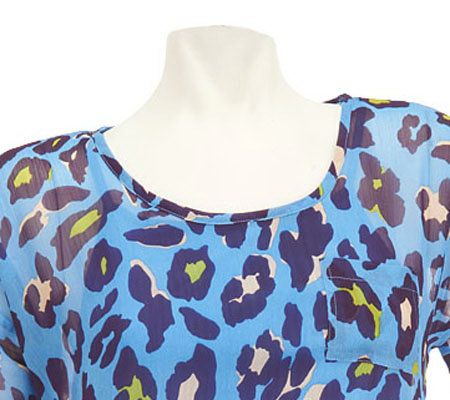 LOGO by Lori Goldstein Animal Print Woven Top with Tank