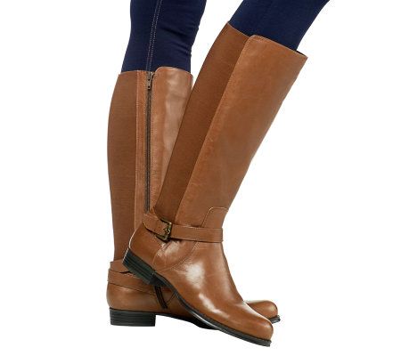 Isaac Mizrahi Live! Gored Leather Riding Boots