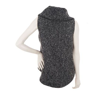 LOGO by Lori Goldstein Vest with Faux Leather Trim