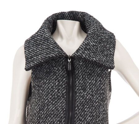 LOGO by Lori Goldstein Vest with Faux Leather Trim