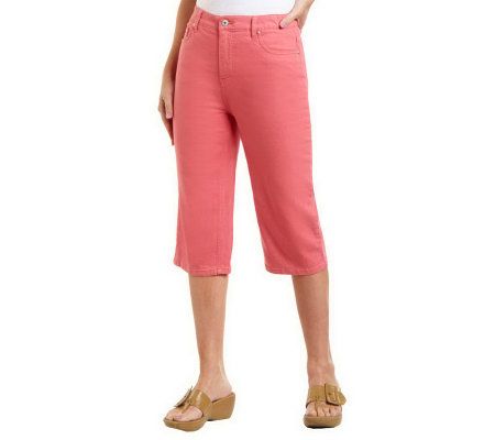 As Is Denim & Co. Tummy Slimming Denim Pedal Pushers - A236497