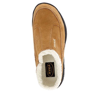 Ryka Sherpa Lined Suede Clogs with Topstitching