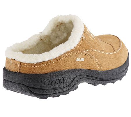 Ryka Sherpa Lined Suede Clogs with Topstitching