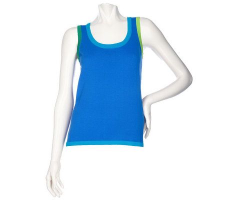 Linea by Louis DellOlio Sweater Tank with Contrast Trim - A199798