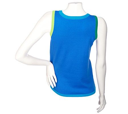 Linea by Louis DellOlio Sweater Tank with Contrast Trim