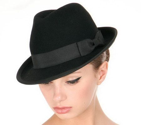LOGO by Lori Goldstein Wool Fedora with Ribbon Trim - A209398