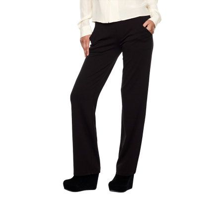 LOGO by Lori Goldstein Straight Leg Ponte Pants with Pockets - A218298