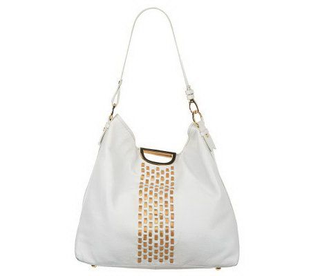 Emma & Sophia Leather Hobo with Woven Metallic Detail - A222598