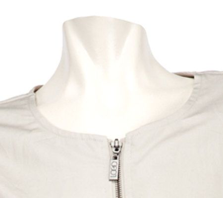 LOGO by Lori Goldstein Zip Front Jacket with Eyelet Ruffle