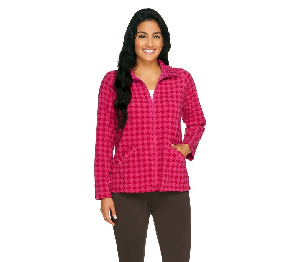 Denim & Co. Fleece Houndstooth Printed Jacket - A227898
