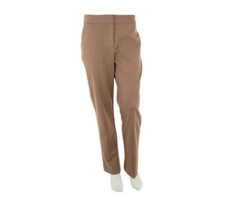 George Simonton Petite Fly Front Ponte Pants w/Back Encased Elastic - A230698