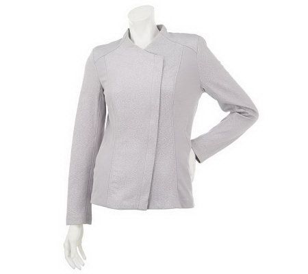 Mark of Style by Mark Zunino Asymmetrical Zip Front Embossed Jacket - A231898