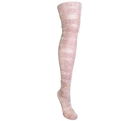 MUK LUKS Womens Patterned Microfiber Tights, Sabrina Vanilla - A326598