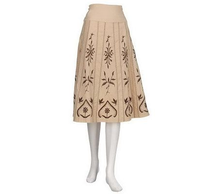 Dialogue Petite Stretch Poplin Embroidered Lined Skirt - A87198