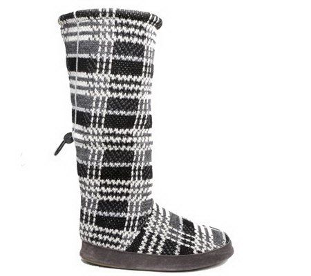 MUK LUKS Plaid Knit Toggle Boot w/ Memory Foam - A192999