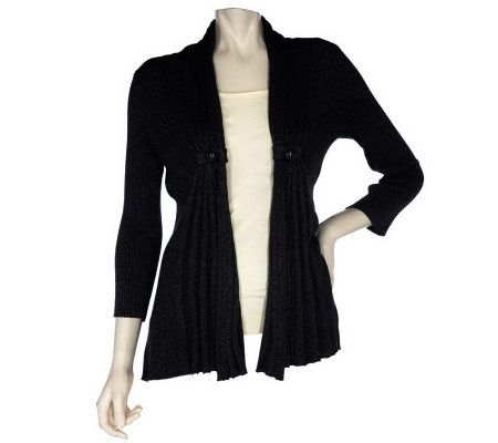EffortlessStyle by Citiknits Open Front Ribbed Cardigan with Tab - A203699